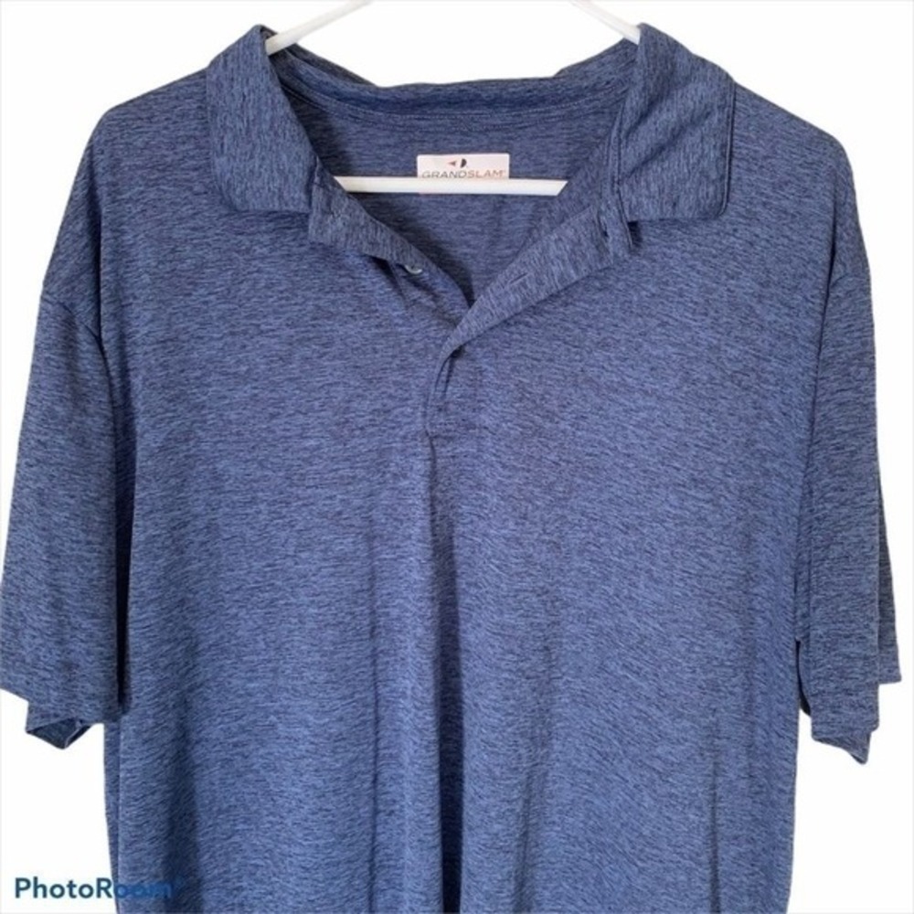 Grand Slam Polo Mens XL Blue‎ Performance Space Dye Short Sleeve Golf Shirt - Picture 4 of 10
